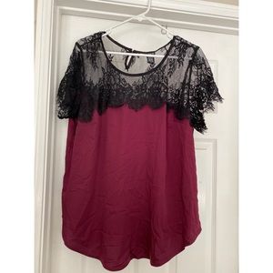 Torrid purple black lace blouse